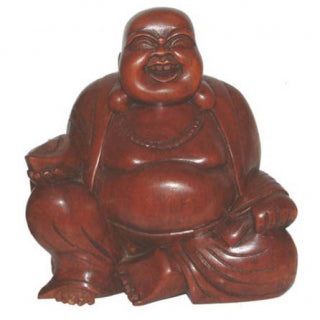 Lachende boeddha hout L